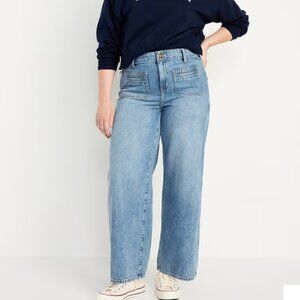 Old Navy Patch Pocket baggy wide leg jeans 14 14P